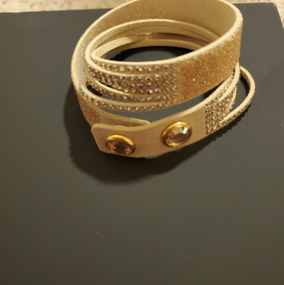 Swarovski leather wrap bracelet